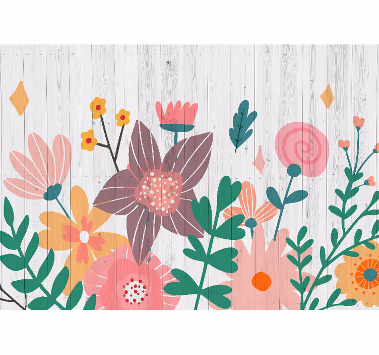 Bloemen foto behang kleurrijke bloemenkunst - TenStickers