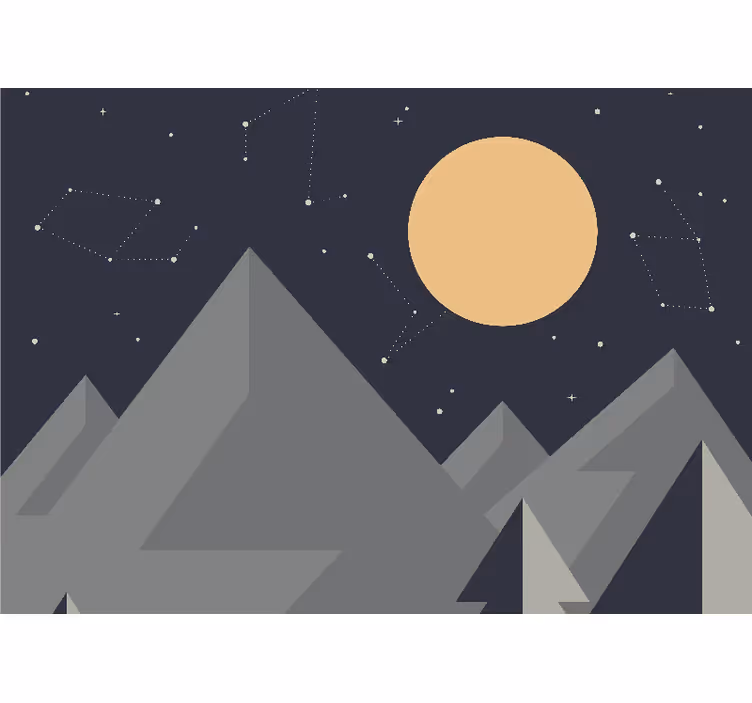 Fotobehang ruimte maanverlichte bergtoppen - TenStickers