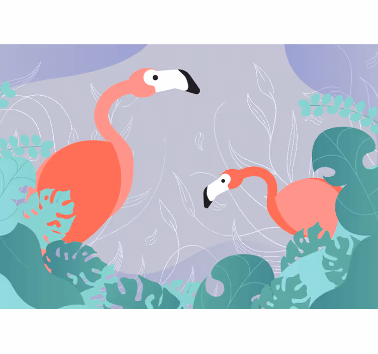 Foto behang dieren flamingo familie - TenStickers