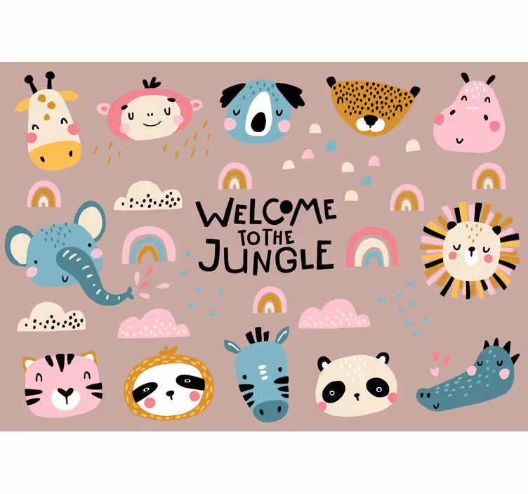 Foto behang dieren schattige jungle dieren - TenStickers