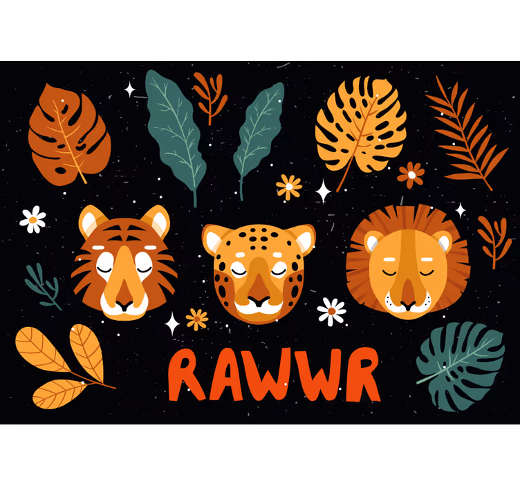 Fotobehang kinderkamer speelse jungle dieren - TenStickers