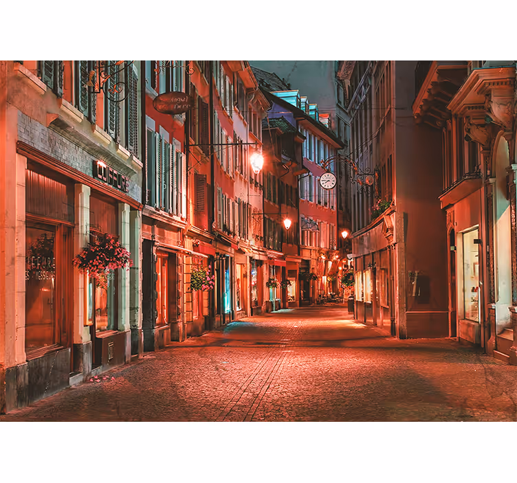 Fotobehang stad charmante steenstraat - TenStickers