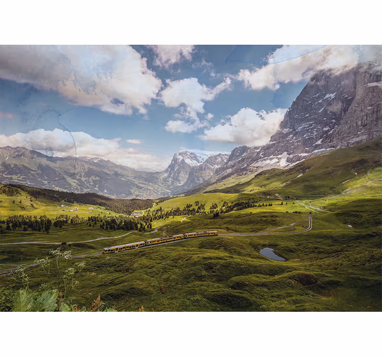 Fototapet landschap bergtreinreis - TenStickers