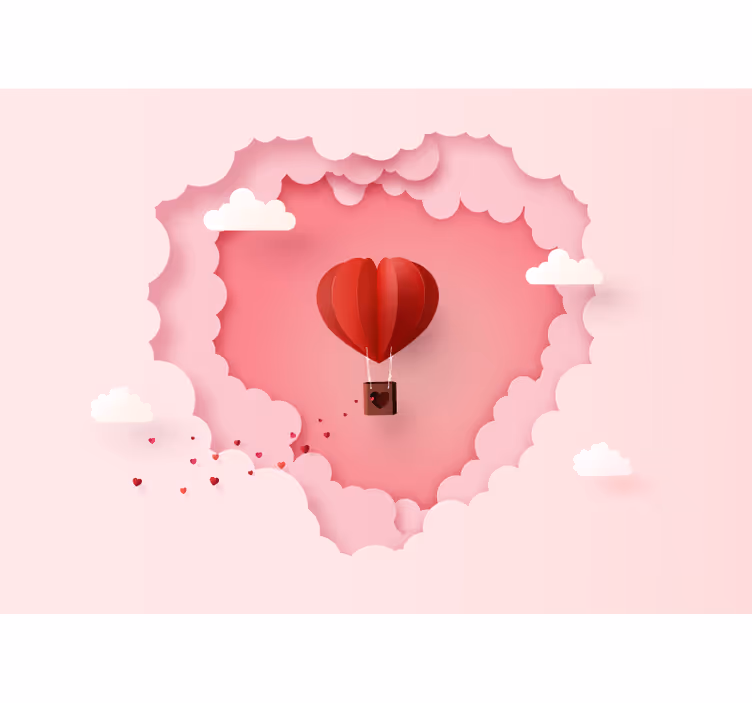 Foto behang liefde hart luchtballon - TenStickers