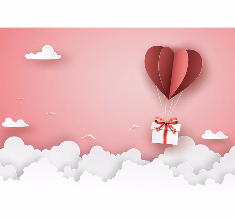 Foto behang liefde hart ballon cadeau - TenStickers