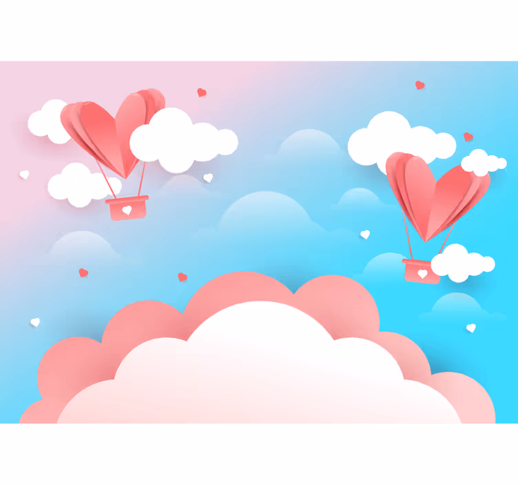 Foto behang liefde zwevende hartballonnen - TenStickers