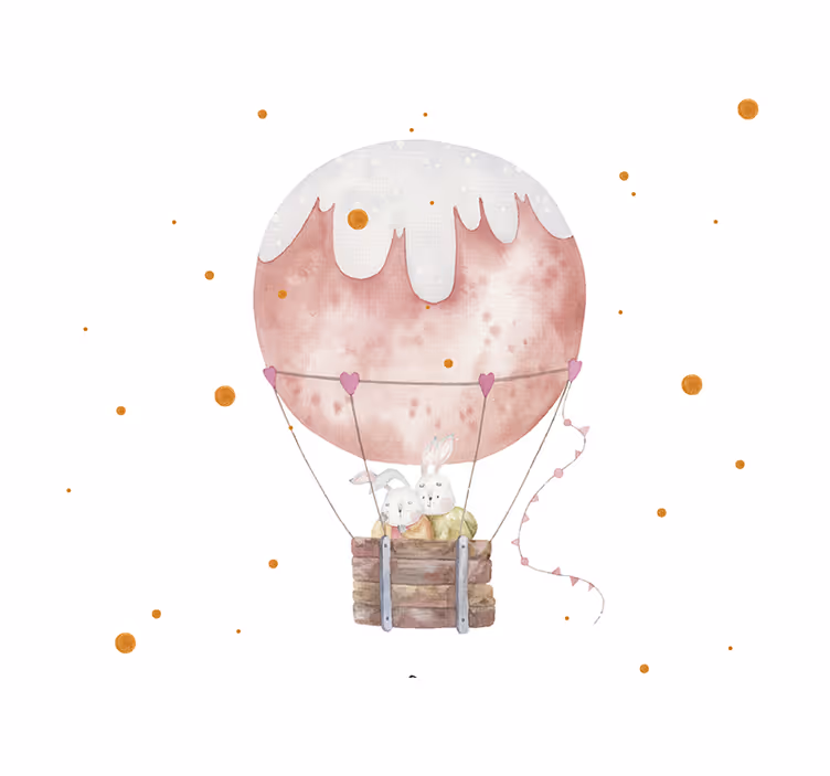 Foto behang liefde konijnen ballon avontuur - TenStickers
