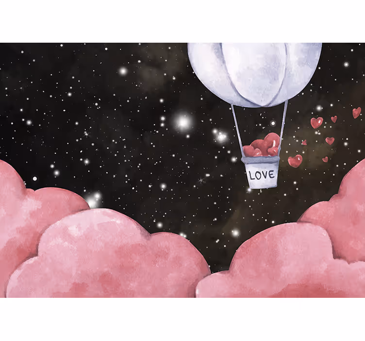 Foto behang liefde ballonreis met hart - TenStickers