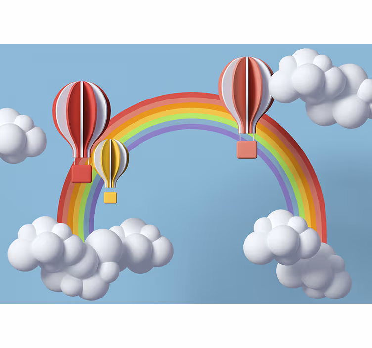 Fotobehang tekst kleurrijke luchtballonnen - TenStickers