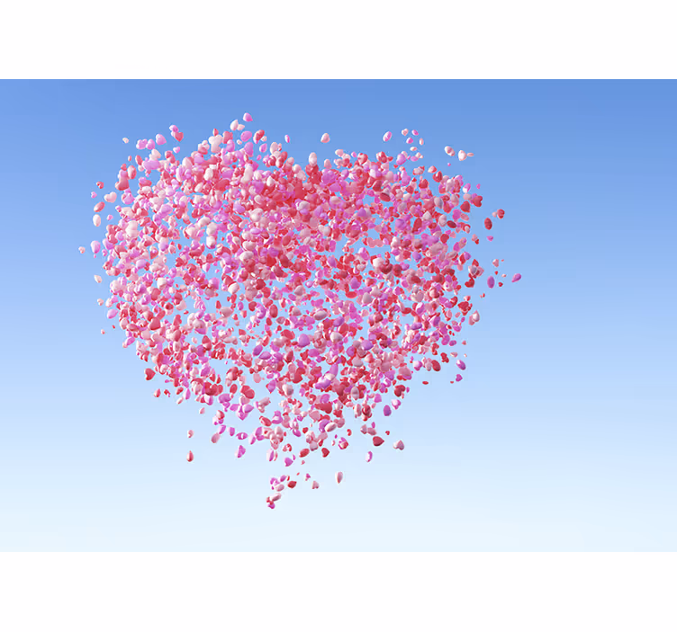Foto behang liefde vloeiende bloemblaadjes hart - TenStickers