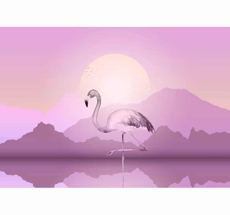 Foto behang dieren elegante flamingo silhouet - TenStickers