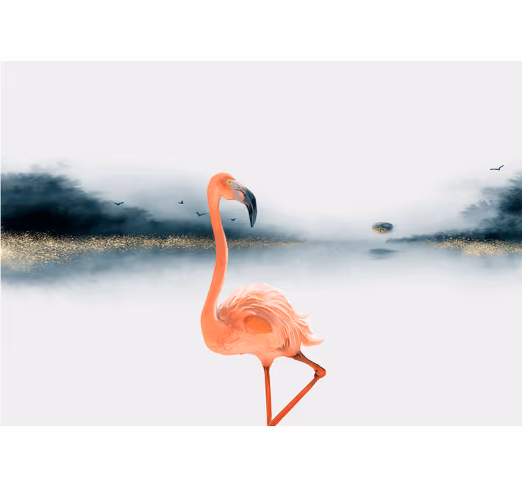 Foto behang dieren elegante flamingo pose - TenStickers
