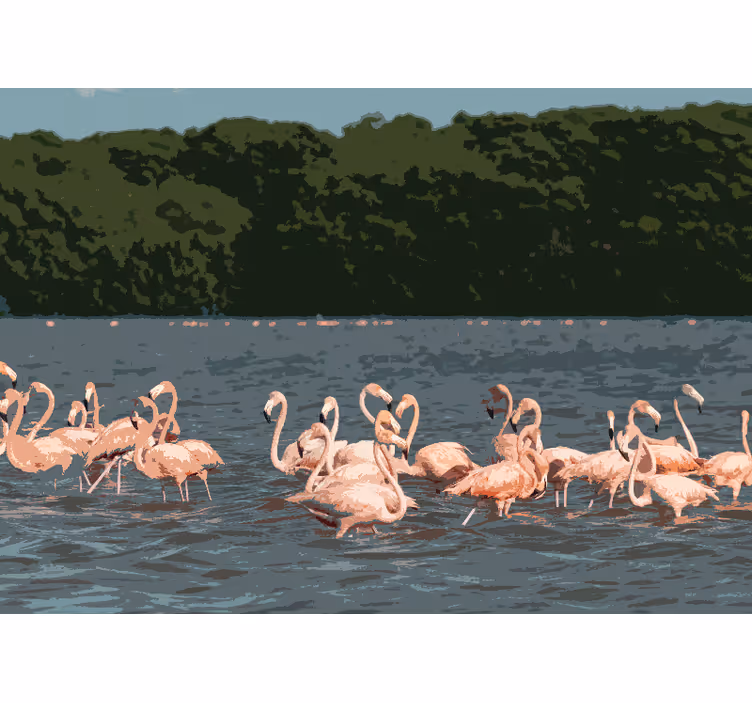 Foto behang dieren flamingo vlok samenkomst - TenStickers