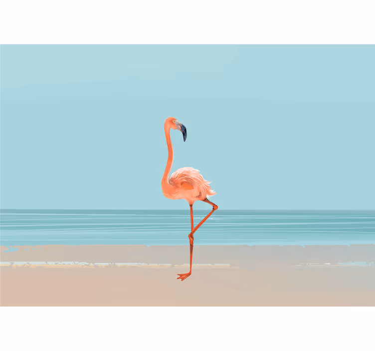 Fotobehang zee flamingo aan de kust - TenStickers