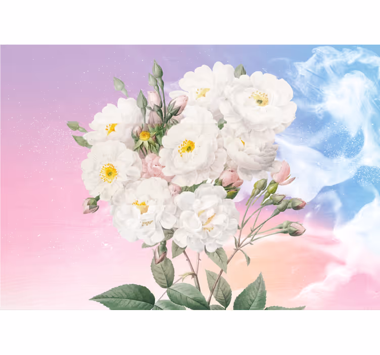 Bloemen foto behang witte bloemenarrangement - TenStickers