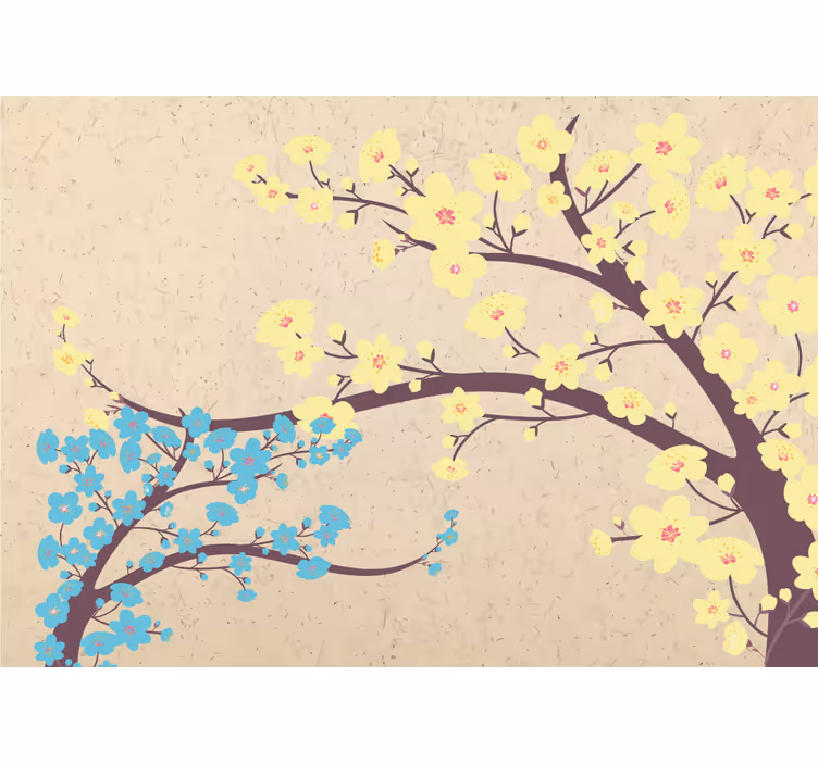 Bloemen foto behang gele bloes takken - TenStickers