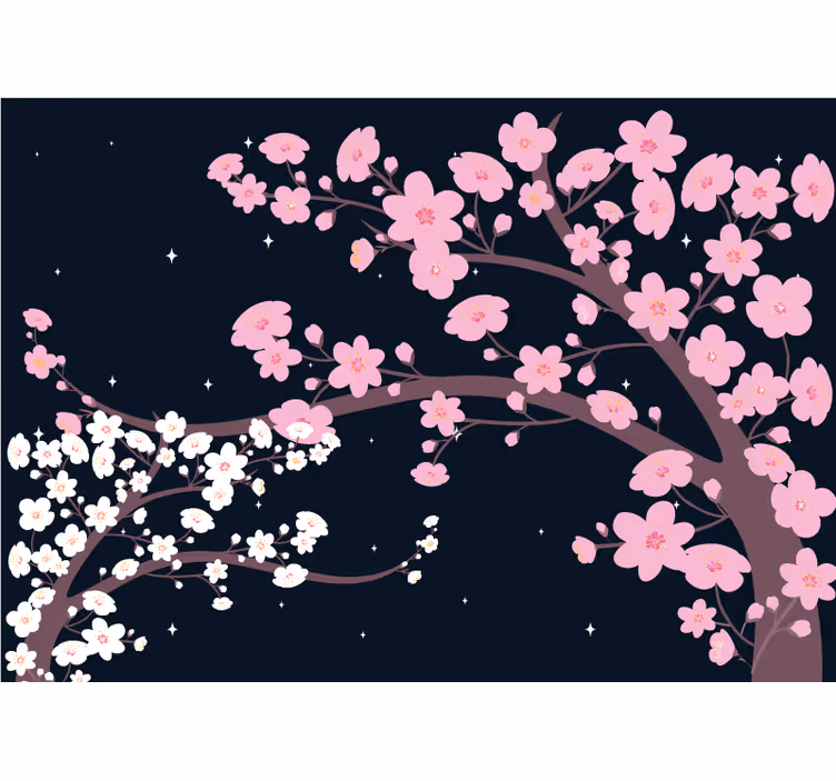 Bloemen foto behang kersenbloesem takken - TenStickers