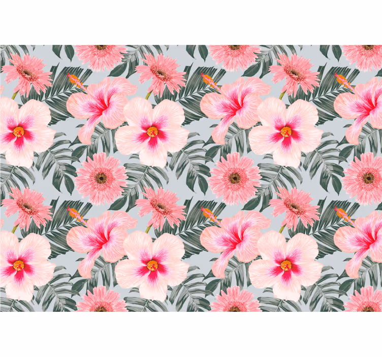 Bloemen foto behang roze bloemenpatroon - TenStickers