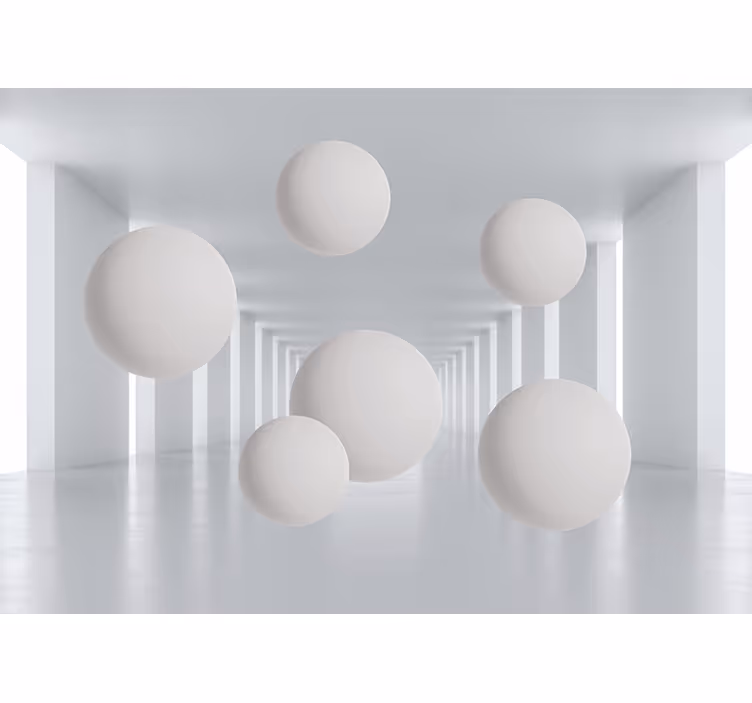 Abstract fotobehang vloeiende witte bollen - TenStickers
