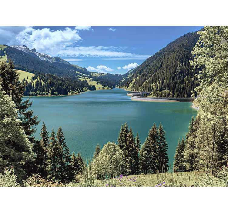 Fototapet landschap rustig bergmeer - TenStickers