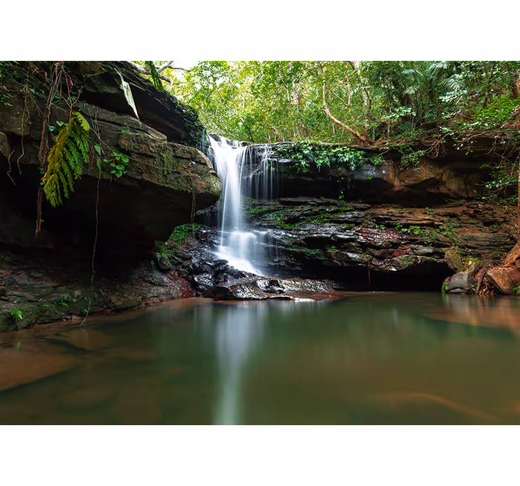 Fotobehang natuur rustgevende waterval uitzicht - TenStickers