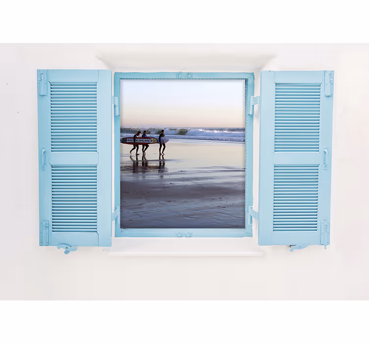 Fotobehang stad surfscene op het strand - TenStickers