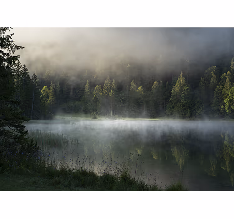 Fotobehang natuur serene mistige meer - TenStickers