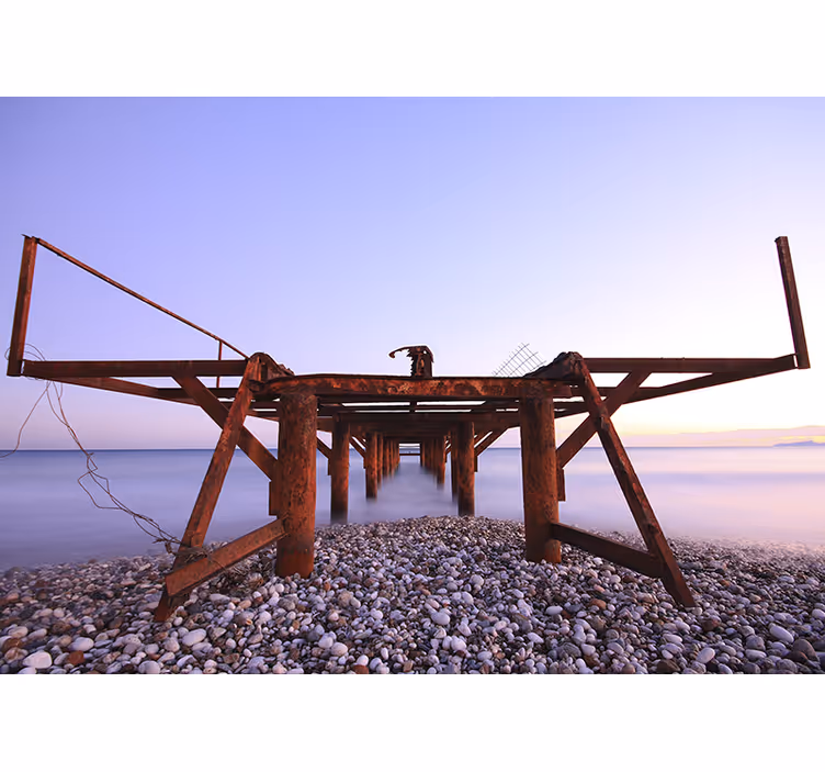 Fototapet landschap rustieke pier zonsondergang - TenStickers