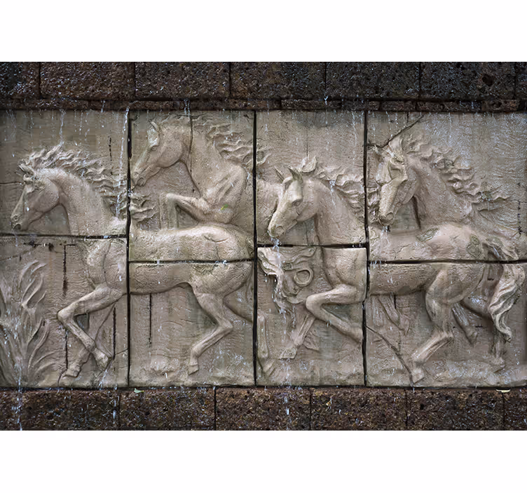Foto behang dieren galloperende paarden relief - TenStickers