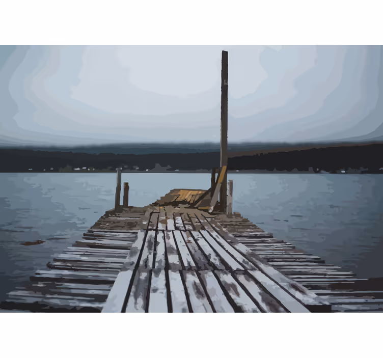 Fototapet landschap serene meer steiger - TenStickers