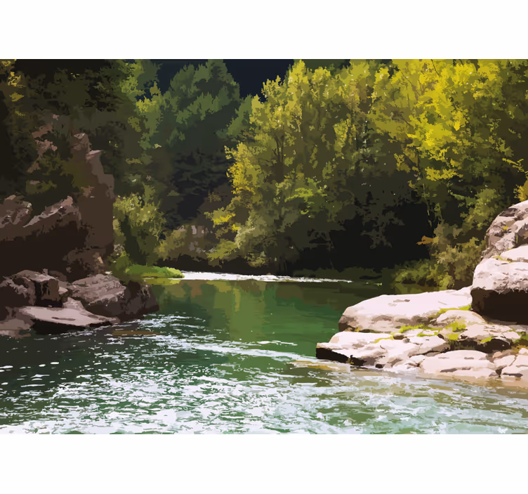 Rustig waterlandschap fotobehang natuur - TenStickers