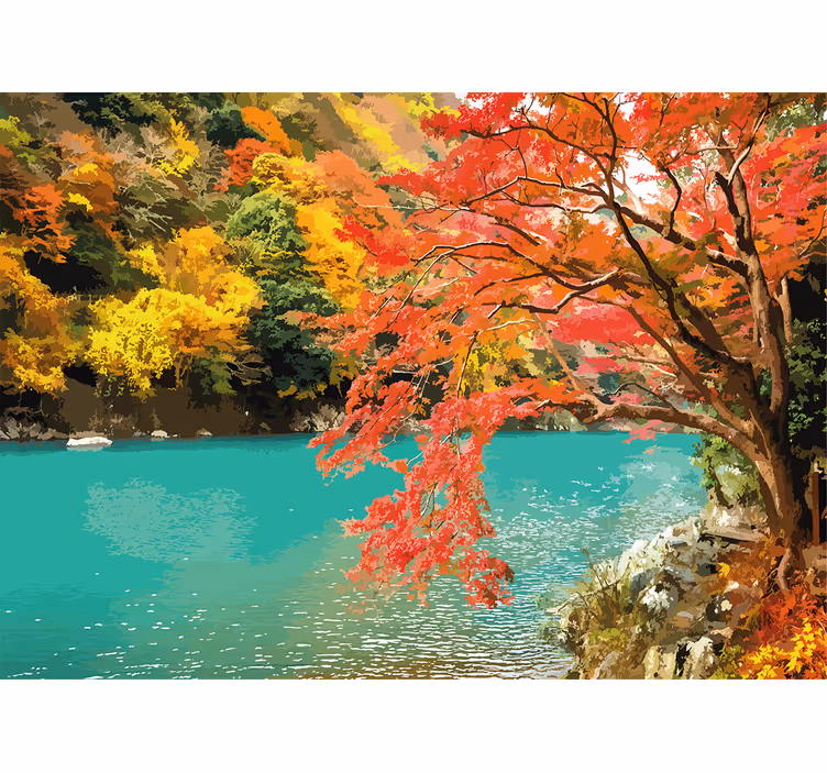 Fotobehang natuur levendige herfstlandschap - TenStickers