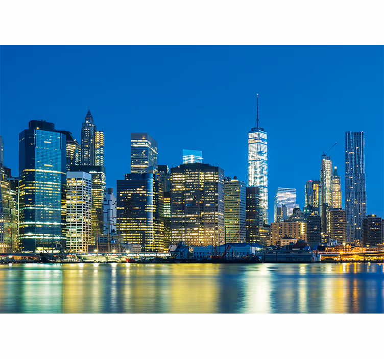 Fotobehang new york nachtzicht skyline - TenStickers