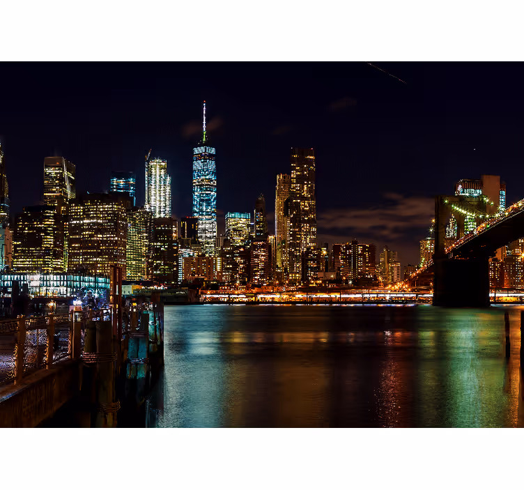 Fotobehang new york manhattan nachtscène - TenStickers