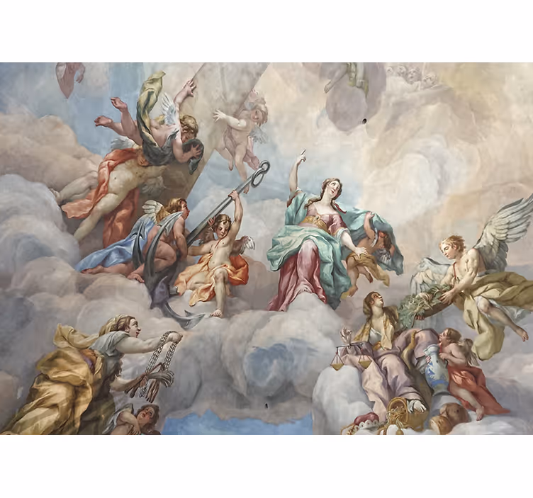 Fotobehang klassiek hemelse figuren boven - TenStickers
