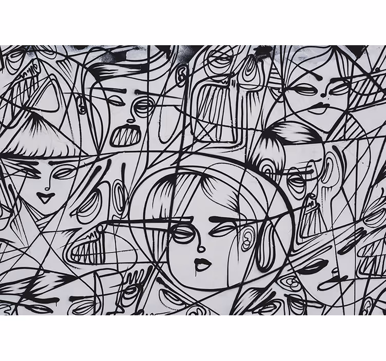 Fotobehang graffiti abstracte expressie gezichten - TenStickers