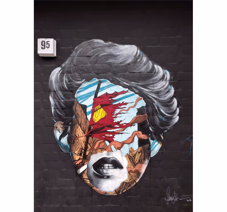 Fotobehang graffiti fragmentarisch menselijk profiel - TenStickers