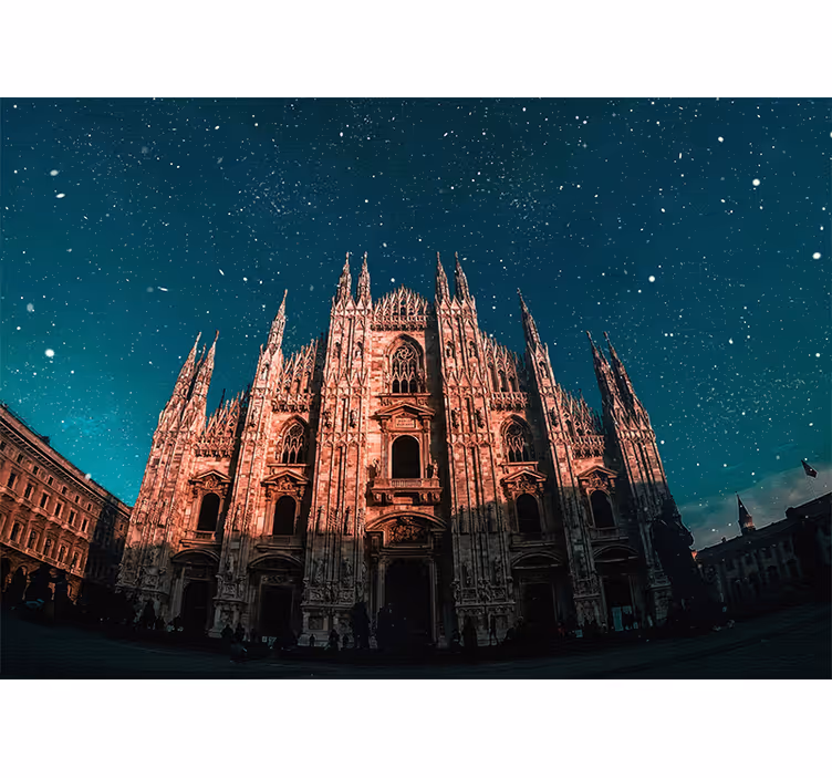 Fotobehang madrid milanese kathedraal nachtscène - TenStickers