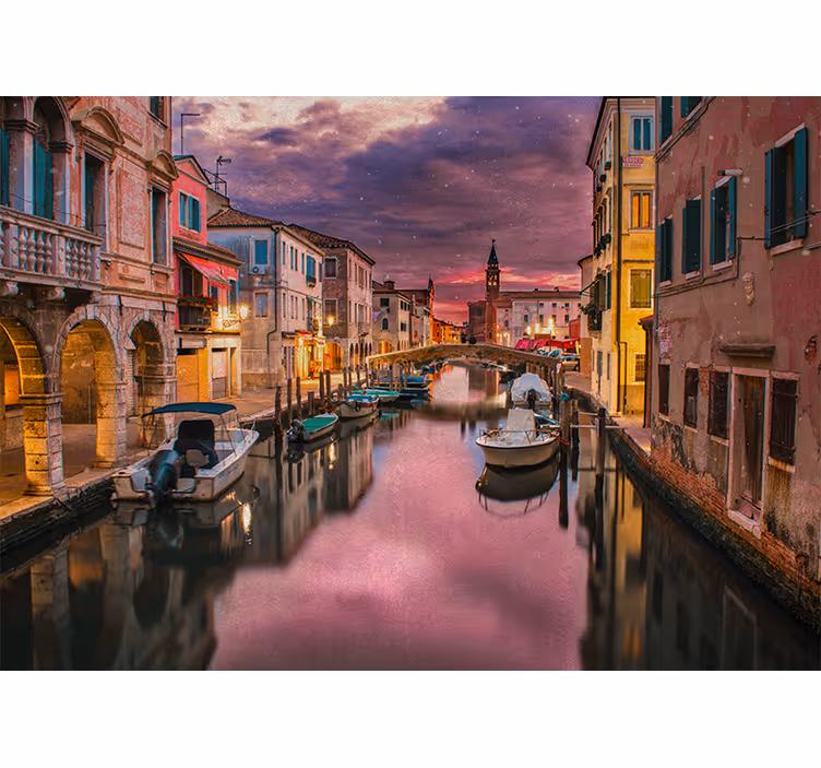 Fotobehang stad betoverend waterweg perspectief - TenStickers