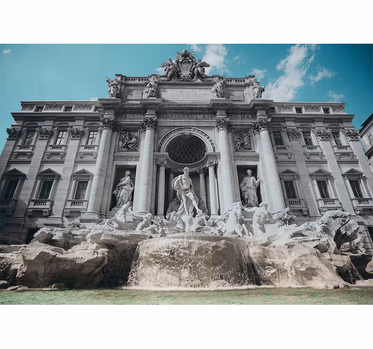 Fotobehang stad trevi fontein monument - TenStickers