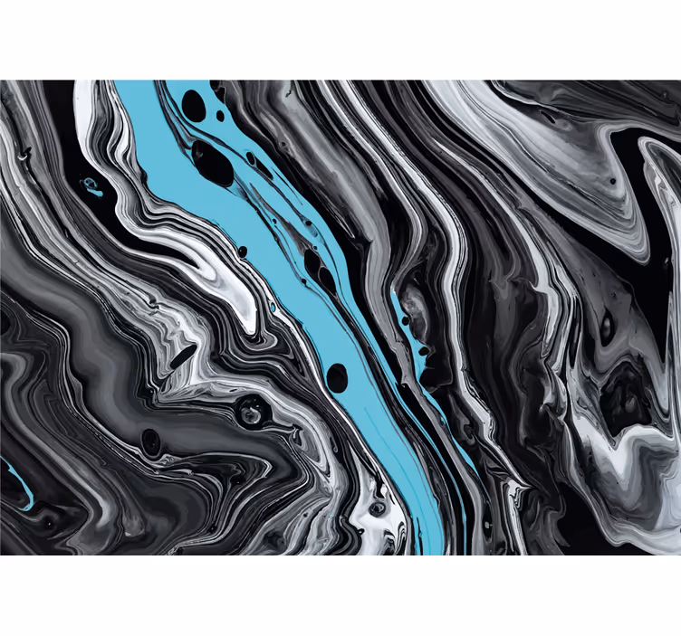 Abstract fotobehang zwart en aqua stroom - TenStickers