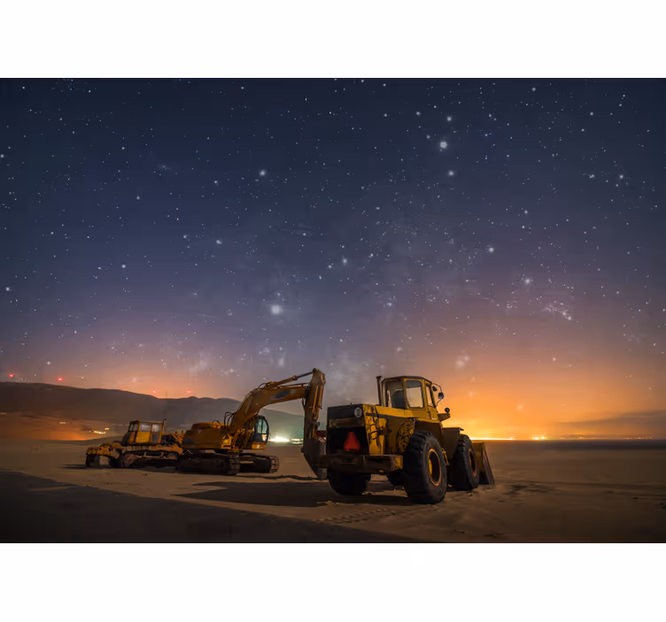 Fotobehang voertuigen bouwmachines nacht - TenStickers