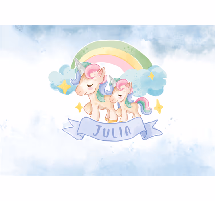 Foto behang dieren eenhoorns en regenboog - TenStickers
