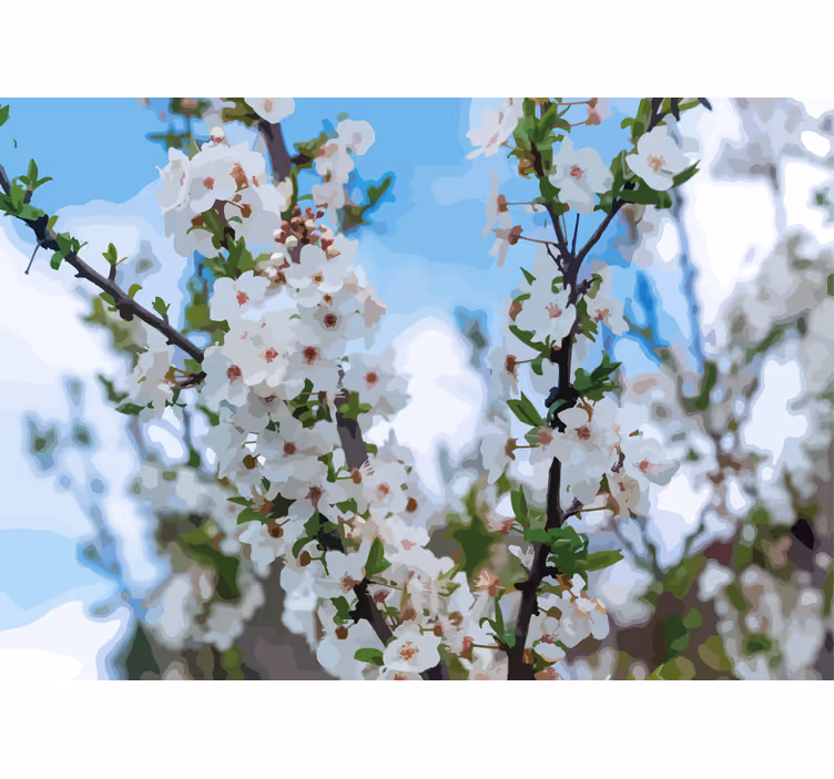 Witte bloesemtak bloemen foto behang - TenStickers