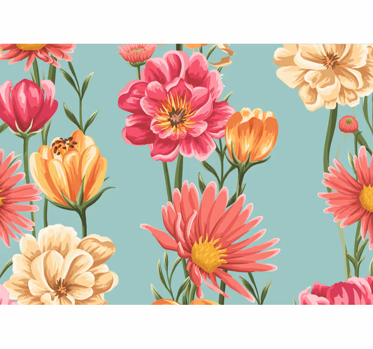 Bloemen foto behang kleurrijke bloemencompositie - TenStickers