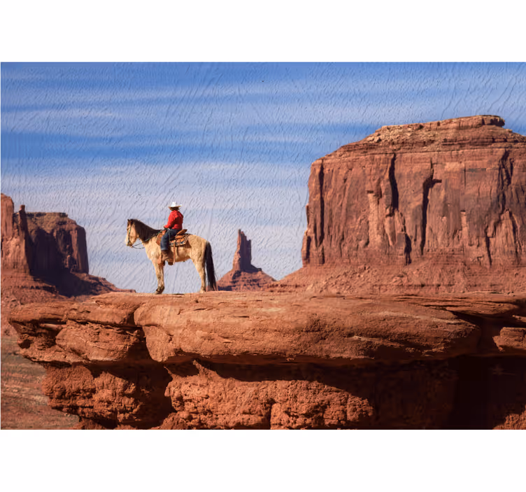 Fototapet landschap cowboy op paard - TenStickers
