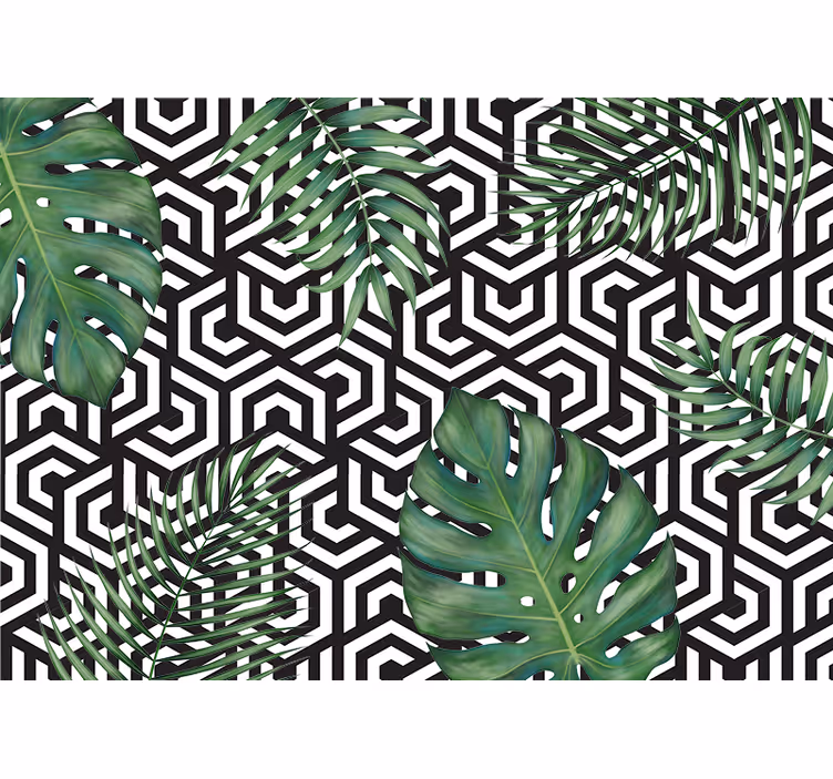 Fotobehang print geometrisch bladeren patroon - TenStickers
