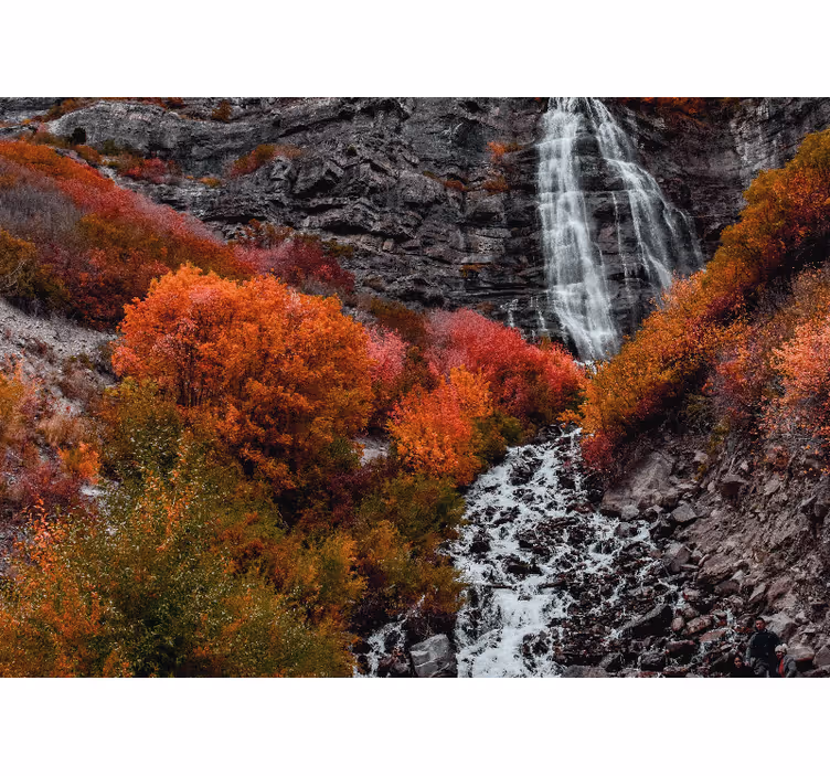 Foto behang waterval herfstlandschap - TenStickers