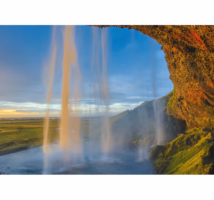 Fotobehang bergen majestueus waterval uitzicht - TenStickers