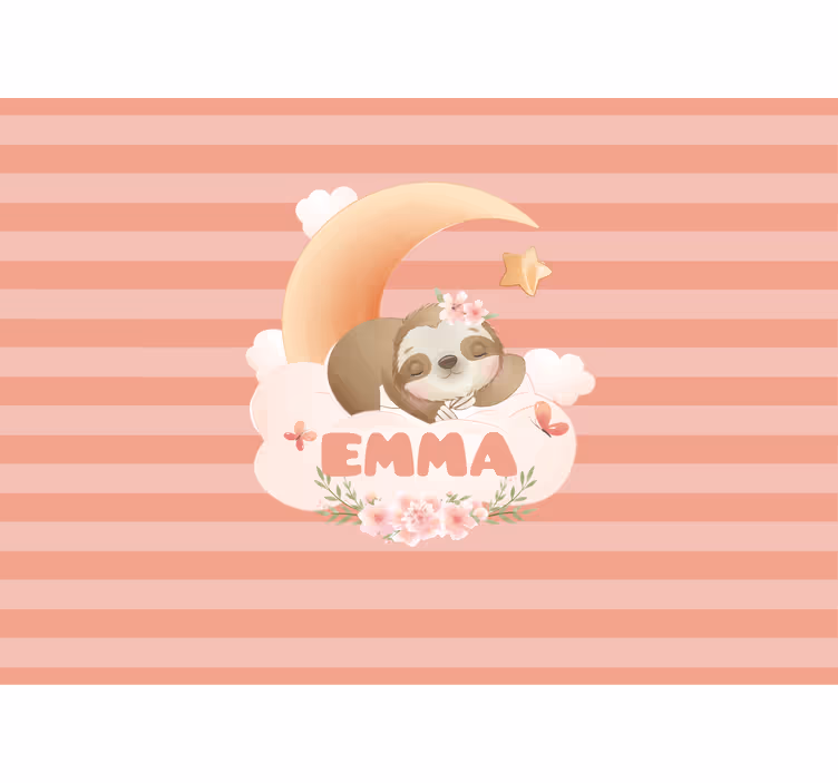 Fotobehang kinderkamer luiaard met maan - TenStickers